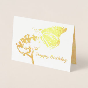 Carte Dorée Papillon d'or sur Flower Friend