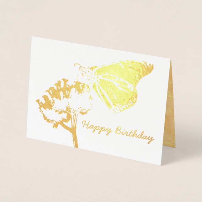 Carte Dorée Papillon d'or sur Flower Friend (Devant)