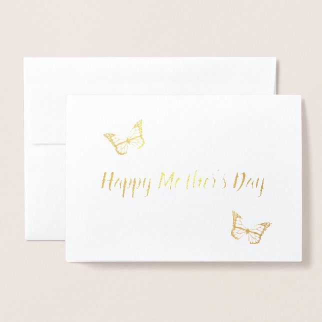 Carte Dorée Papillons à huile d'or personnalisés Bonne fête de (Devant avec enveloppe)