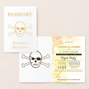 Carte Dorée Parlez comme un passeport Gold Foil Party Pirate