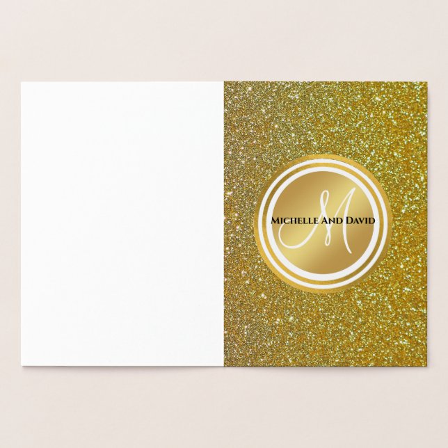 Carte Dorée Parties scintillant d'or et Monogramme noir étince (Intérieur)