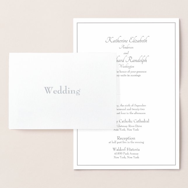 Carte Dorée Pas de parents Mariage officiel à huile d'argent (Affichage)