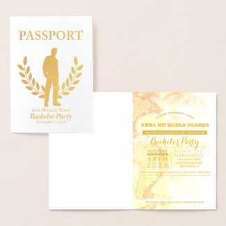 Carte Dorée Passeport de l'enterrement de vie de garçon feuill