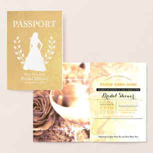 Carte Dorée passeport Fête des mariées feuille d'or