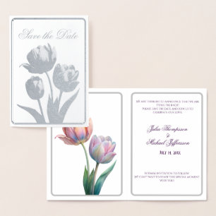 Carte Dorée Pastel Tulip Mariage Suite Typographie élégante
