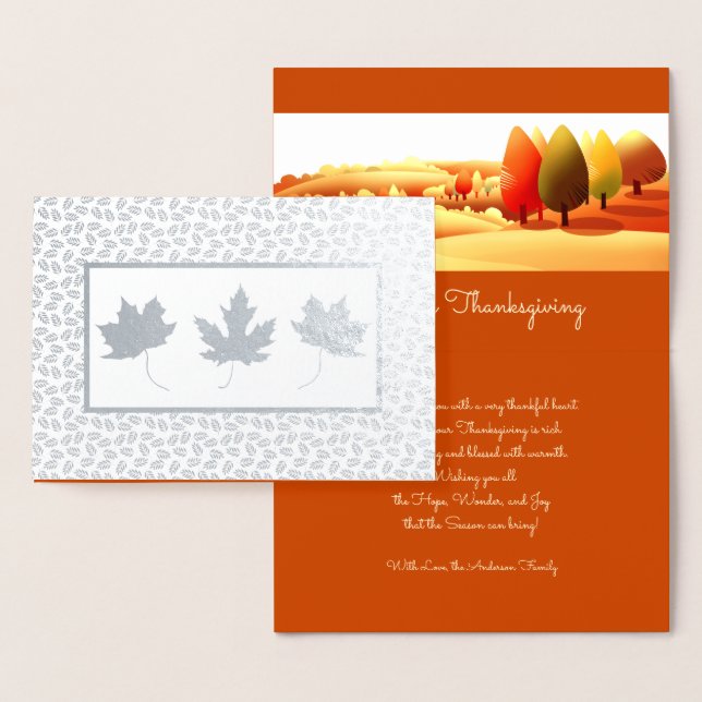 Carte Dorée Paysage d'automne Luxe Thanksgiving Real (Affichage)
