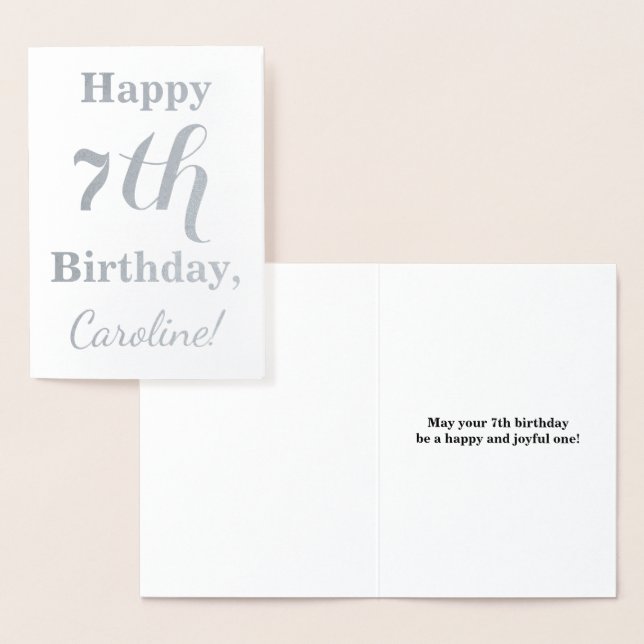 Carte Dorée Pelle d'argent simple 7e anniversaire + Nom person (Affichage)