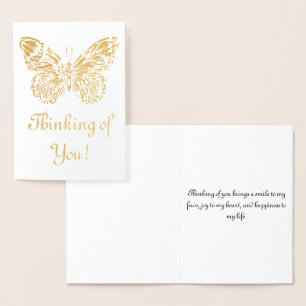 Carte Dorée Penser à vous - Butterfly Gold