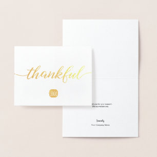 Carte Dorée Personnalisé Elegant Thankful Entreprise Merci d'a