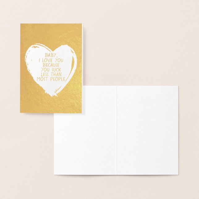 Carte Dorée Personnalisé Funny Je t'aime Valentine Citation Co (Affichage)