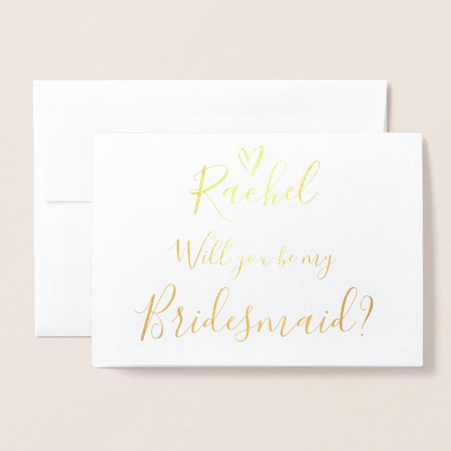 Carte Dorée Personnalisé | Serez-Vous Ma Femme D'Accueil ? Car (Devant avec enveloppe)