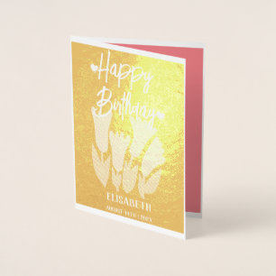 Carte Dorée Personnalisé Simple Purple Floral Femme Anniversai