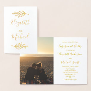 Carte Dorée Photo de l'Invitation de l'engagement de la partie