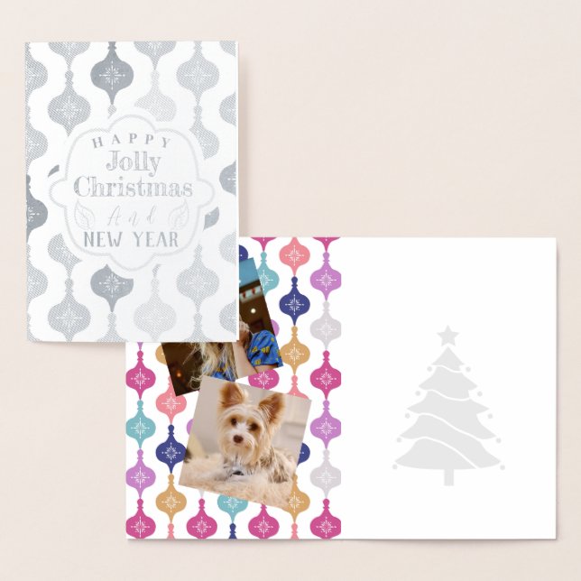 Carte Dorée Photo de l'ornement de Noël moderne (Affichage)