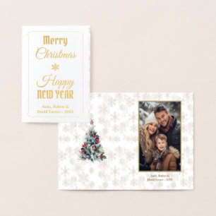 Carte Dorée Photo élégante Joyeux Noël Bonne année