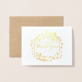 Carte Dorée Photo Gold Foil Floral Wreath Mariage Merci