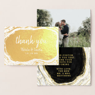 Carte Dorée Photographie Mariage Black White & Gold Geode