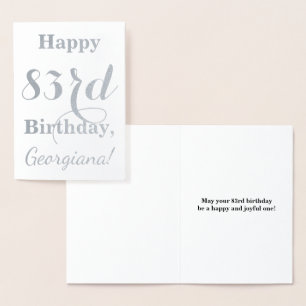Carte Dorée Phuile d'argent simple "HAPPY 83rd BIRTHDAY" + Nom