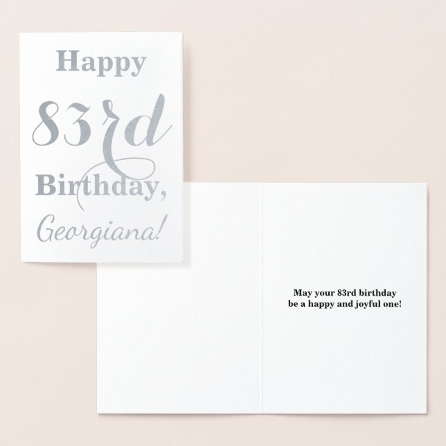 Carte Dorée Phuile d'argent simple "HAPPY 83rd BIRTHDAY" + Nom (Affichage)