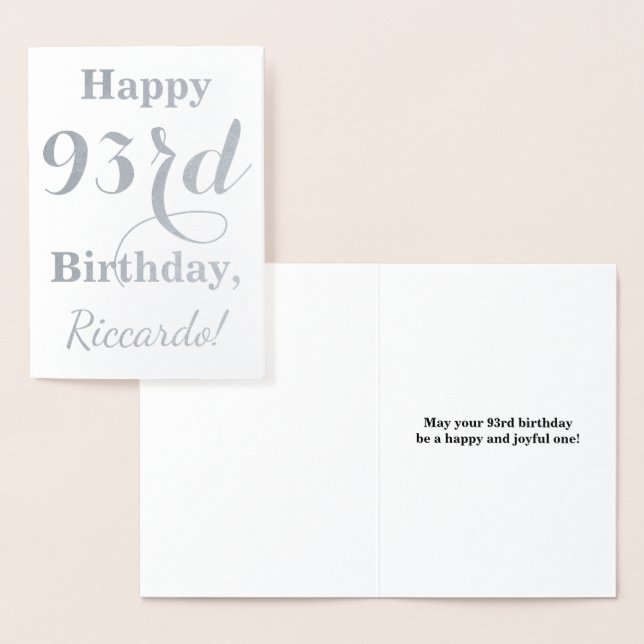 Carte Dorée Phuile d'argent simple "HAPPY 93rd BIRTHDAY" + Nom (Affichage)
