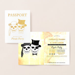 Carte Dorée Pirate Party Gold Foil Passeport
