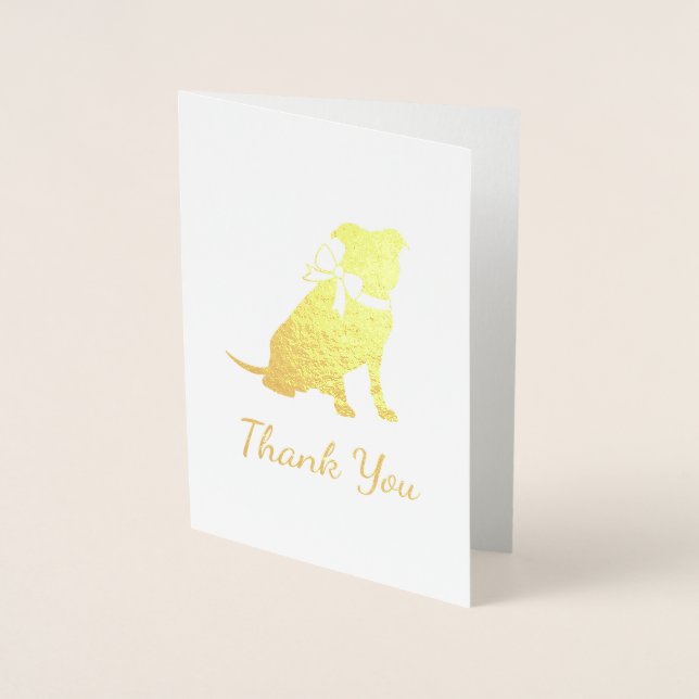 Carte Dorée Pit Bull Chien Baby shower rose fille Pitbull (Devant)