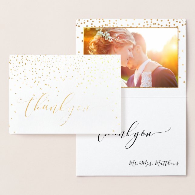 Carte Dorée PixDezines Gold Confetti Merci (Affichage)