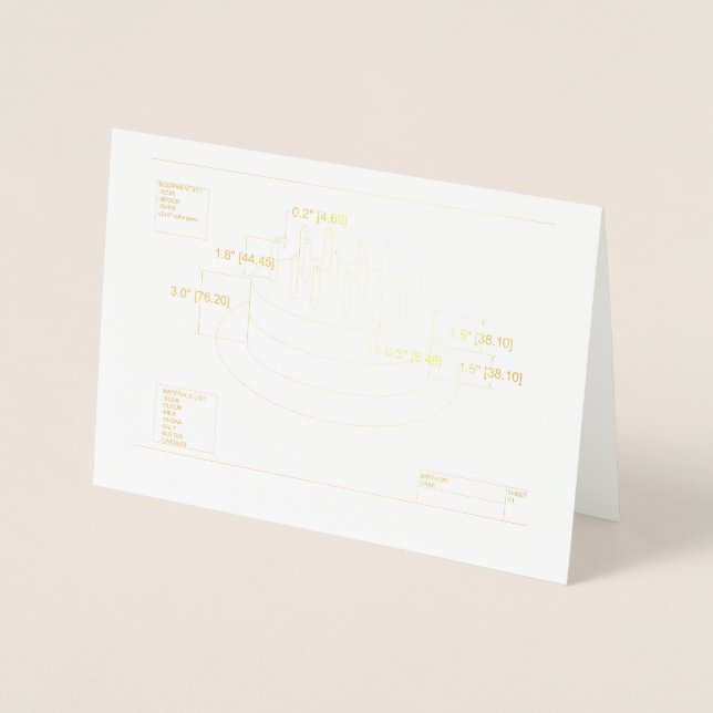Carte Dorée Plan de gâteau d'anniversaire de l'ingénieur (Devant)