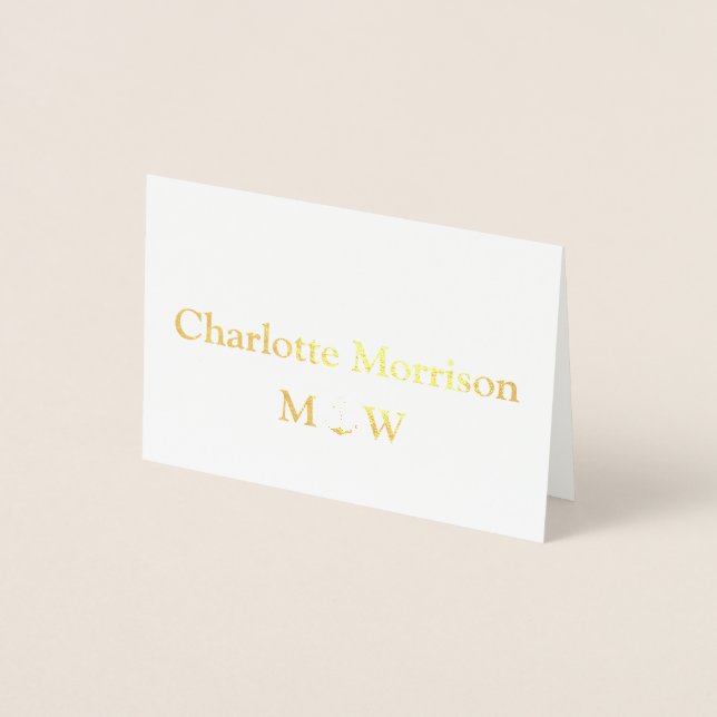 Carte Dorée Point d'ancrage nautique nom personnalisé Mariage  (Devant)
