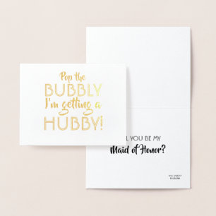 Carte Dorée Pop The Bubbly - Drôle Bridesmaid Proposition