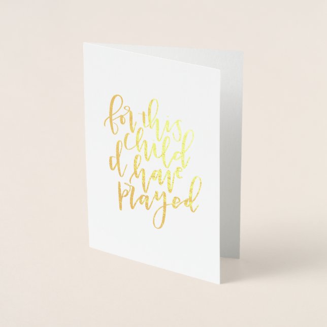 Carte Dorée Pour Cet Enfant, J'Ai Prié Gold Foil Card (Devant)