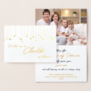 Carte Dorée Pour nous un enfant naît Noël d'or manuscrit