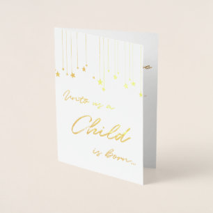 Carte Dorée Pour nous un enfant naît Noël d'or manuscrit