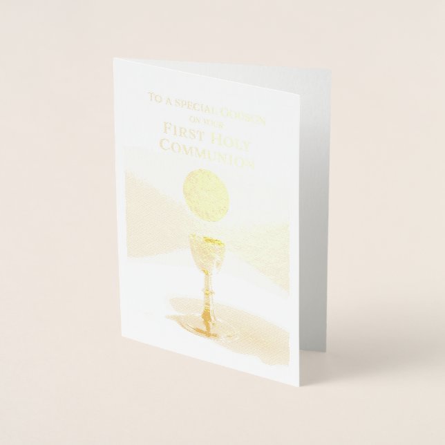 Carte Dorée Première Sainte Communion Godparent à Godson Foil  (Devant)
