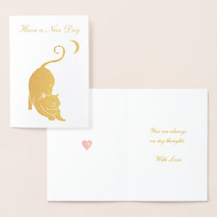 Carte Dorée Prenez un Nice Day Cat Salutation