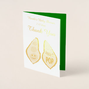 Carte Dorée Prêt à couper le Baby shower de pois verts