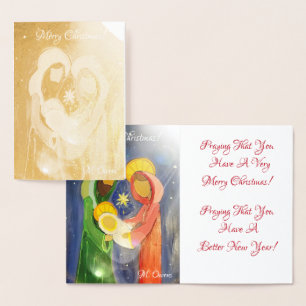 Carte Dorée Priez Pour Que Vous Ayez Un Très Joyeux Noël !