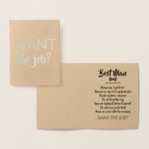 Carte Dorée Proposition drôle de Groomsman - voulez le travail
