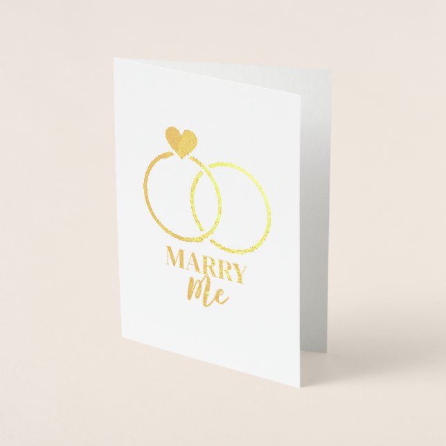 Carte Dorée PROPOSITION VALENTINE, Anneaux Mariages Foil (Devant)