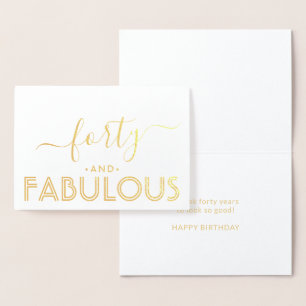 Carte Dorée Quarante ans et Fabuleux Simple Élégant Joyeux Ann