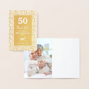Carte Dorée Real Gold Foil 50e anniversaire Merci photo