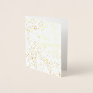 Carte Dorée Real Gold Foil Floral Line Art Mariage Détails