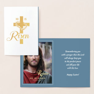 Carte Dorée Réjouissez-vous. Jésus est ressuscité. Pâques reli