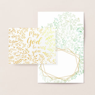 Carte Dorée Religieux Que Dieu soit avec vous Sympathie