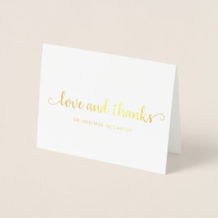 Carte Dorée Remerciement de mariage simple élégant moderne