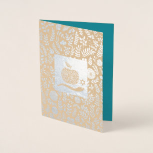 Carte Dorée Rosh Hashanah   Nouvel An Juif Luxe