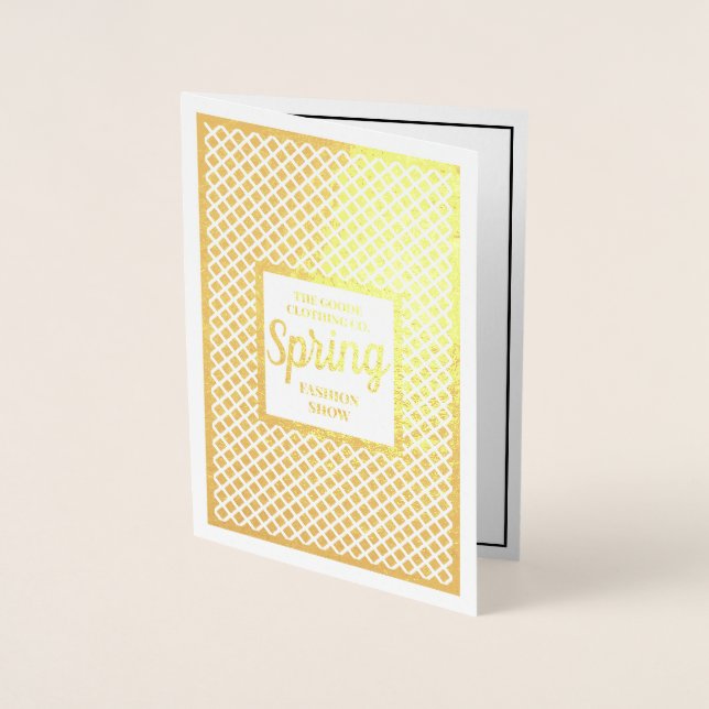 Carte Dorée Salon de mode Gold personnalisé | Événement de l'e (Devant)