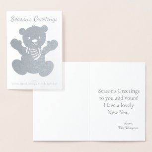 Carte Dorée Salutations de Noël à l'ours polaire