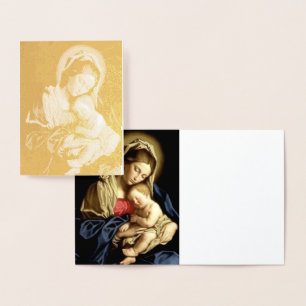 Carte Dorée Sassoferrato Madonna et Child Gold Foil Note Card