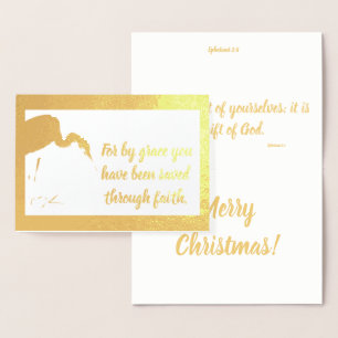 Carte Dorée Savée par Grace Ephesians Egret Christmas Foil Car